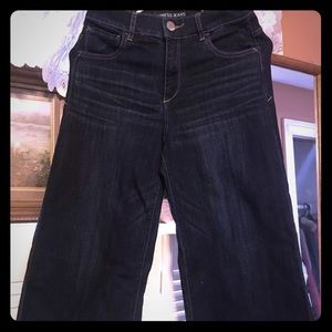 Express dark wash cropped wide leg jeans